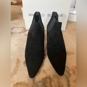 Black suede Manolo Blahnik bootie